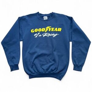 Vintage 90s Goodyear Tires Racing Auto Car Mechanic Navy Crewneck Hanes Sweater